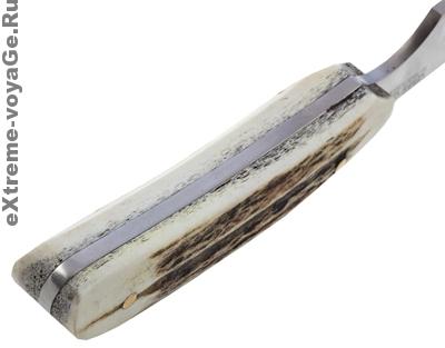 Ручка ножа Backwoods Pro выполнена из рога лося