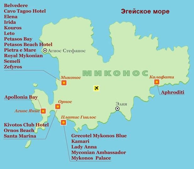 Остров Миконос в Эгейском море