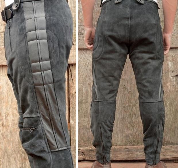 Мотобрюки Leather Motorcycle Pants: вид сзади и сбоку