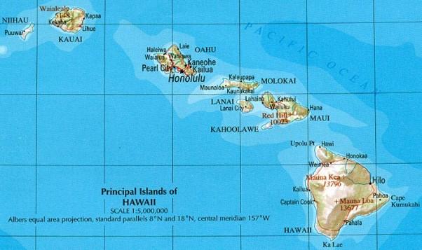 Гавайский архипелаг на карте