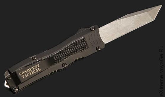 Фронтальный выкидной нож танто Fury от Conquest Tactical 